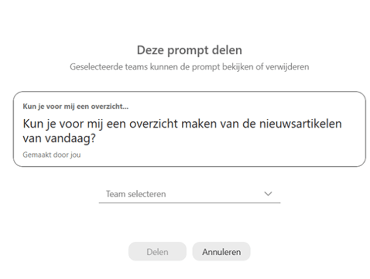 Screenshot een promt delen in Copilot