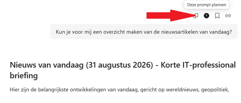 Screenshot promt plannen in Copilot